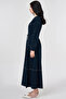 100% Cotton Piece Stitched Dress Navy Blue - 4