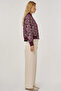 Patterned College Collar Jacket Dark Burgundy - 6
