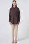 Shirt Collar Basic Poplin Tunic Dark Brown - 3