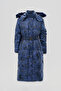 Camouflage Pattern Goose Feather Filled Coat Navy Blue