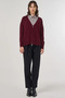 Zippered Knitwear Cardigan Claret Red - 3