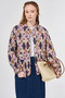 Patterned Bomber Jacket Navy Blue