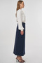 Anlevop Detailed Pencil Skirt Dark Navy Blue - 5