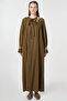 Cuff Detailed Lyocell Cotton Dress Dark Khaki - 3