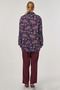 Patterned Stand Collar Jacket Navy Blue - 7