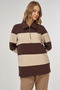 Color Block Wide Neck Sweatshirt Dark Brown - 2
