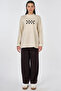 Slogan Printed Combed Cotton Sweatshirt Cream - 3