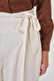 Waist-Tied Satin Trousers Ecru - 6