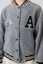 Gray Melange Thick Soft Textured Standard Fit Embroidered Fleece Girls' College Jacket - 75156 - 4