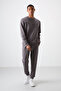 Dark Gray Cotton Thick Soft Textured Comfort Fit Printed Men's Tracksuit Set - 85253 - 8