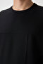 Black Waffle Interlock Surface Textured Oversize Fit Basic Men's T-Shirt - 88380 - 4