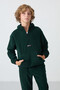 Boy's Fleece Sweatshirt - Pine Green, Embroidered, Thick Soft Textured, Standard Fit - 11230