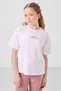 White-Dusty Rose O Neck Printed Wide Leg Standard Fit Girls Palazzo Tracksuit Set - 75171 - 4
