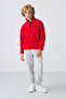Red Thick Soft Textured Standard Fit Embroidered Fleece Boys' Sweatshirt - 11221 - 2