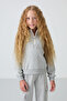 Gray Melange Cotton Soft Textured Standard Fit Embroidered Girls' Tracksuit Set - 75159 - 3