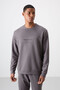 Dark Gray Cotton Thick Soft Textured Comfort Fit Printed Men's Tracksuit Set - 85253 - 4