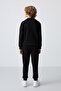 Black Cotton Thick Inside Hairy Soft Textured Standard Fit Embroidered Boy's Tracksuit Suit - 11249 - 7
