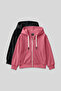 Zippered Cotton 2-Pack Black-Wild Rose Girls' Sweatshirt - 75149