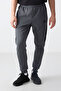 Dark Gray Surface Textured Standard Fit Embroidered Men's Tracksuit Bottom - 82126 - 2