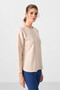 Beige Soft Textured O Neck Comfortable Form Women's Tunic Sweatshirt - 97305 - 4