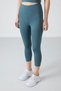 Forest Green High Waist Capri-Crop Tank Top Slim Fit Women's Leggings Set - 95284 - 5