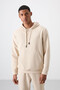 Beige Cotton Thick Soft Textured Comfort Fit Embroidered Men's Tracksuit Set - 85255 - 2