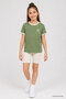 Cactus Shoulder Piping Detailed Printed Girls' T-Shirt - 75181