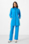 Blue Stand Collar Zippered Cotton Women's Tracksuit Tunic Suit - 95346 - 3