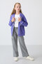 Lilac Cotton Fuzzy Inside Soft Textured Standard Fit Embroidered Girls' Sweatshirt - 75149
