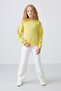 Yellow Cotton Fleece Inside, Soft Textured, Comfortable Fit, Embroidered Girls' Sweatshirt - 75150 - 4