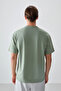 Light Green Cotton Thick Soft Textured Oversize Fit Printed Men's T-Shirt - 88373 - 5