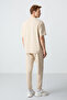 Beige Cotton Thick Soft Textured Oversized Fit Basic Men's Tracksuit Set - 85261 - 8