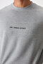 Gray melange cotton thick soft textured comfort fit printed men's tracksuit set - 85253 - 5