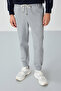 Gray Melange Surface Textured Standard Fit Men's Tracksuit Bottom - 82156 - 3