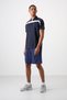 Navy Blue Breathable Textured Slim Flexible Standard Fit Polo Neck Men's Performance T-Shirt - 88392 - 2