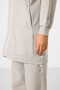 Gray Melange Stand Collar Zippered Cotton Women's Tracksuit Tunic Set - 95346 - 4
