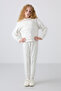 Ecru Cotton Soft Textured Comfortable Fit Embroidered Girls' Tracksuit Set - 75145 - 5