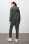 Khaki Thick Soft Textured Hooded Comfortable Fit Embroidered Fleece Women's Tracksuit Set -95338 - 8