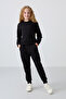 Black Cotton Fleece Inside, Soft Textured, Comfortable Fit, Embroidered Girls' Tracksuit Set - 75145