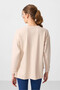 Beige Soft Textured O Neck Comfortable Form Women's Tunic Sweatshirt - 97305 - 5
