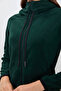 Pine Green Thick Soft Textured Hooded Standard Fit Embroidered Fleece Women's Sweatshirt -97287 - 5