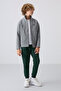 Gray Melange Cotton Thick Fleece Lined Standard Fit Embroidered Boys' Sweatshirt - 11245 - 3