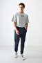 Indigo Surface Textured Standard Fit Embroidered Men's Tracksuit Bottom - 82126 - 2