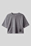 Dark Gray Breathable Textured Thin Flexible Standard Fit Women's T-Shirt - 97284
