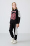 Black Cotton Hairy Inside Soft Textured Standard Fit Embroidered Girl's Tracksuit Set - 75170 - 6