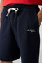 Fiesta - Navy Blue Cotton Thick Soft Textured Oversized Fit Embroidered Men's Shorts Set - 85250 - 3