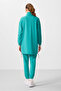 Sea Green Stand Collar Zippered Comfortable Form Women's Tracksuit Tunic Set - 95345 - 7