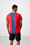 Red Breathable Textured Slim Fit Standard Fit Men's Performance T-Shirt - 88387 - 5