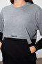 Gray Melange Compact Cotton Thick Smooth Textured O-Neck Standard Fit Women's Sweatshirt - 97289 - 3