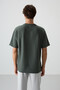 Khaki Waffle Interlock Surface Textured Oversize Fit Basic Men's T-Shirt - 88379 - 6